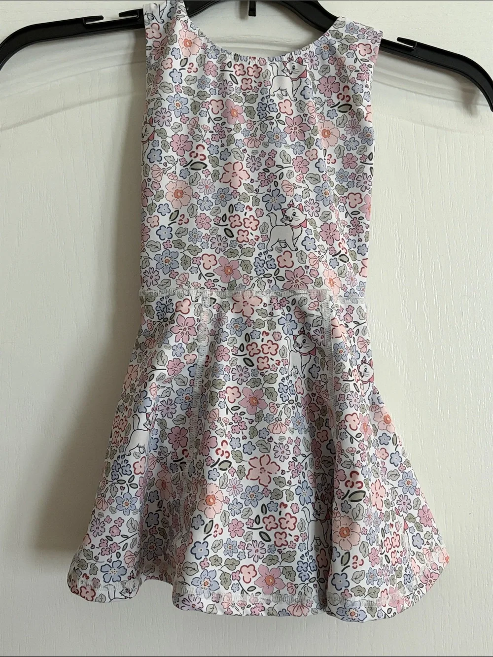 Disney Marie Girls Floral Cat Print Cotton Dress - Pastel Multi